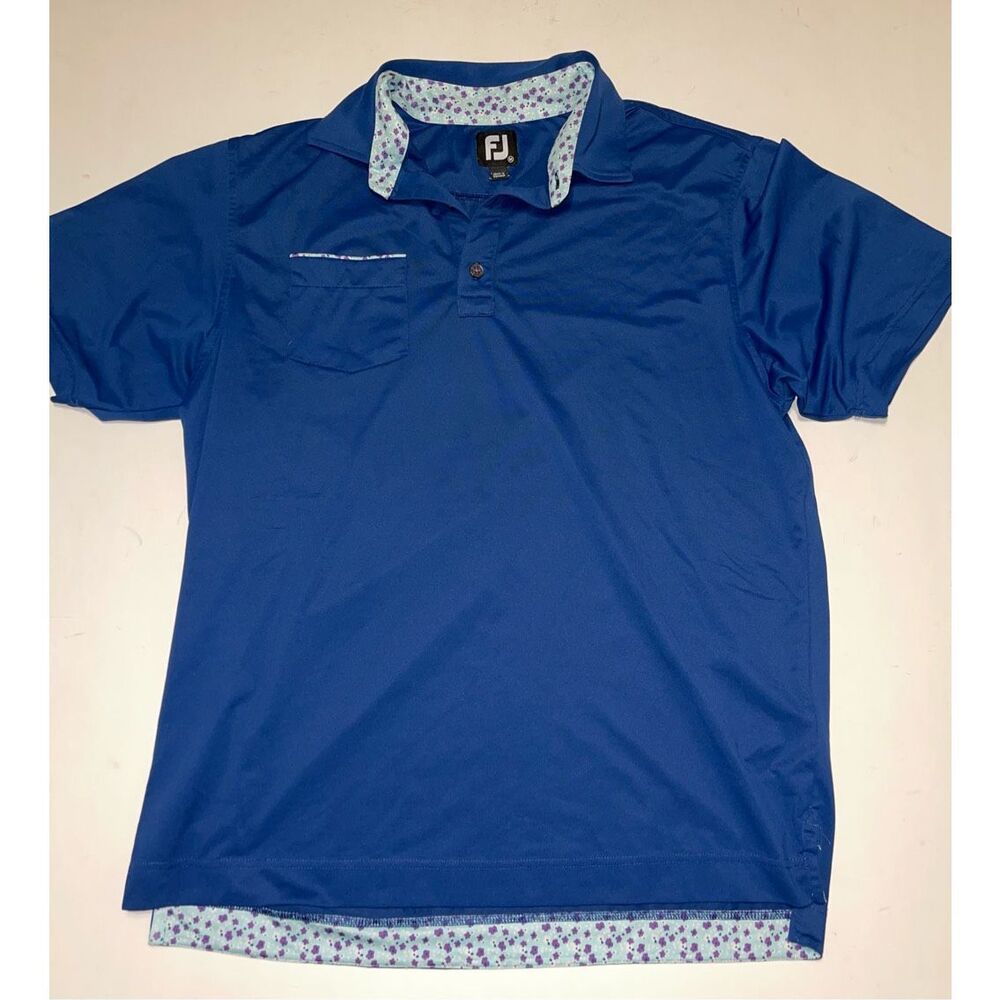 FootJoy FJ Tour Logo Polo in Royal Blue with Floral‎ Detail Size M